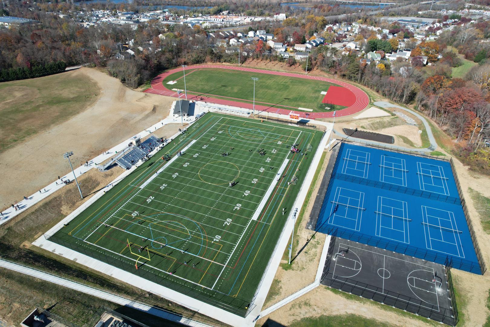 An aerial view of the Brooklyn Park Athletic Complex