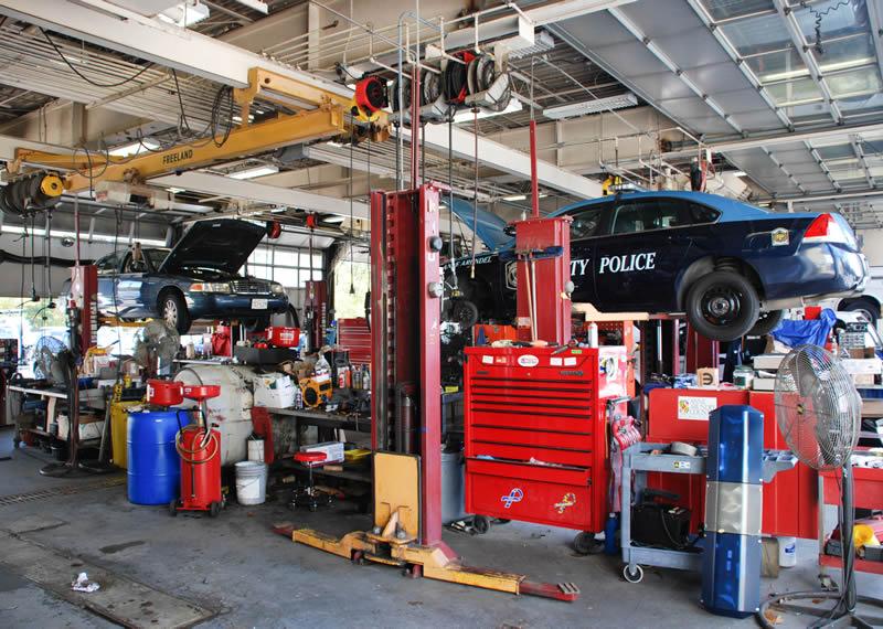 county cars being worked on