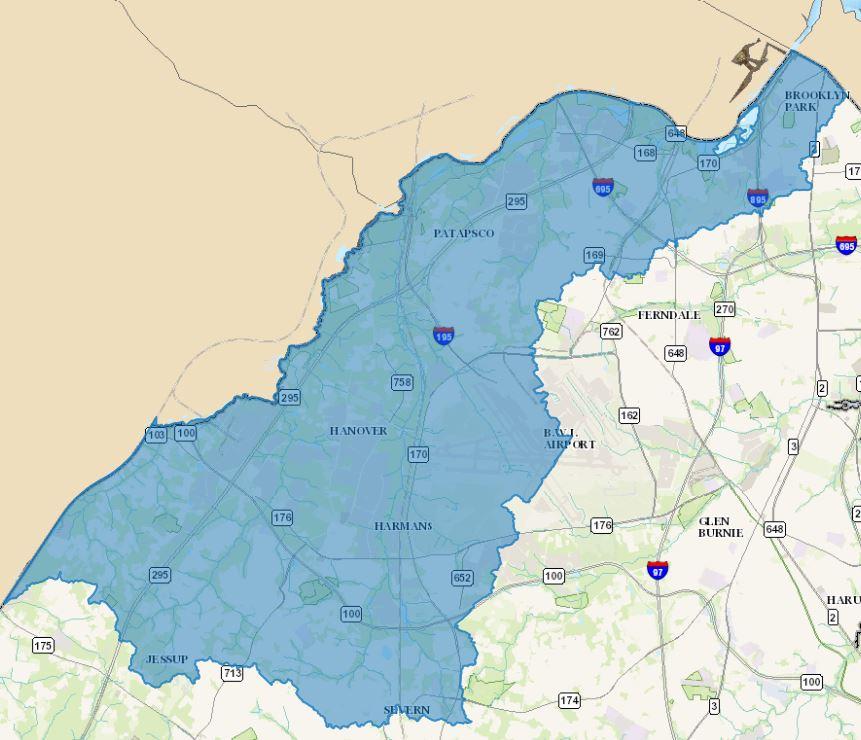 Patapsco Non-Tidal Watershed Map