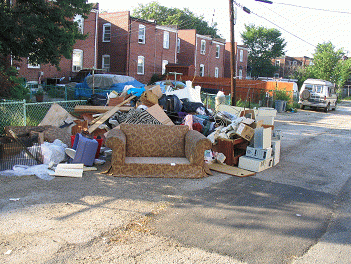 Eviction Debris in road