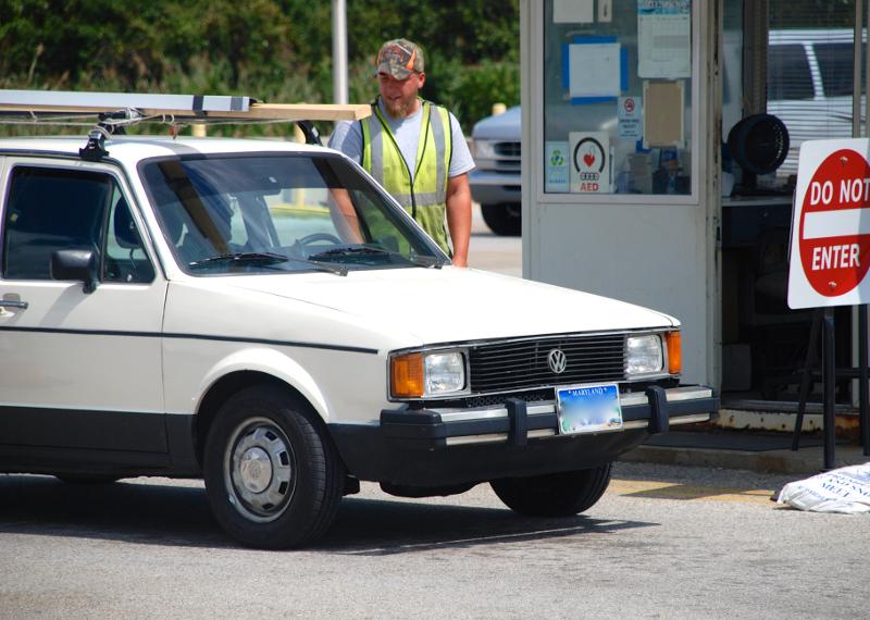 Car entering landfill