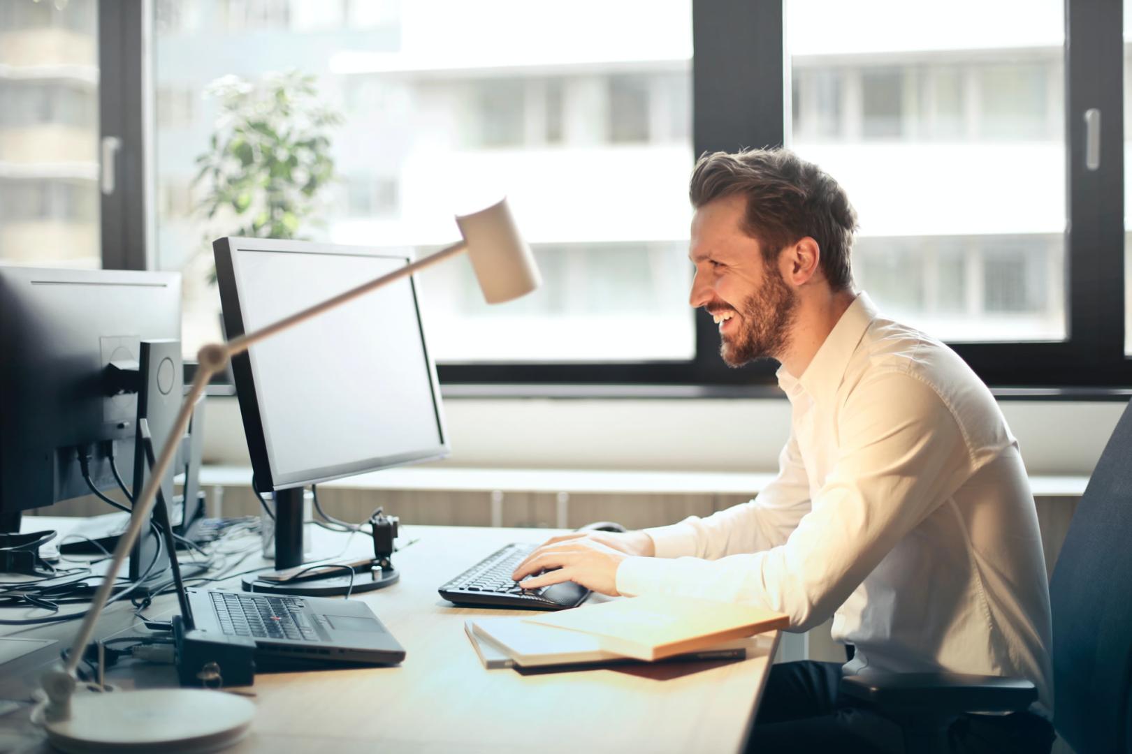 Man looking at computer