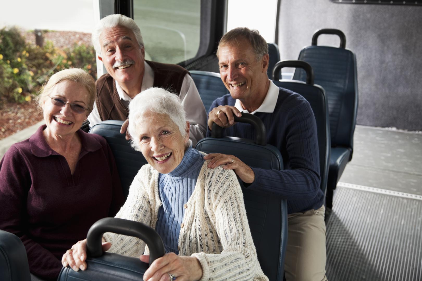 Seniors taking a bus trip
