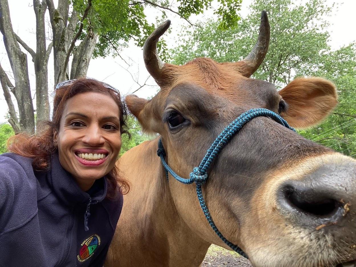 Woman posing with Cow