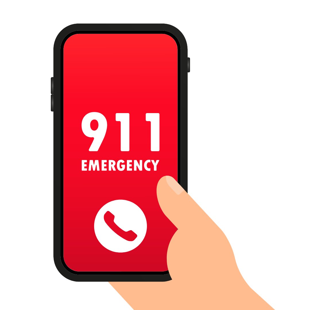 person holding phone dialing 911