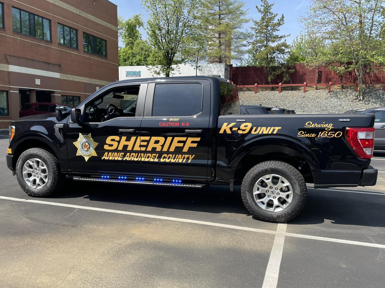 Office of the Sheriff truck in parking lot