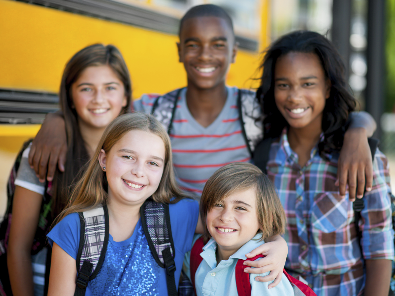 Students waiting for school bus