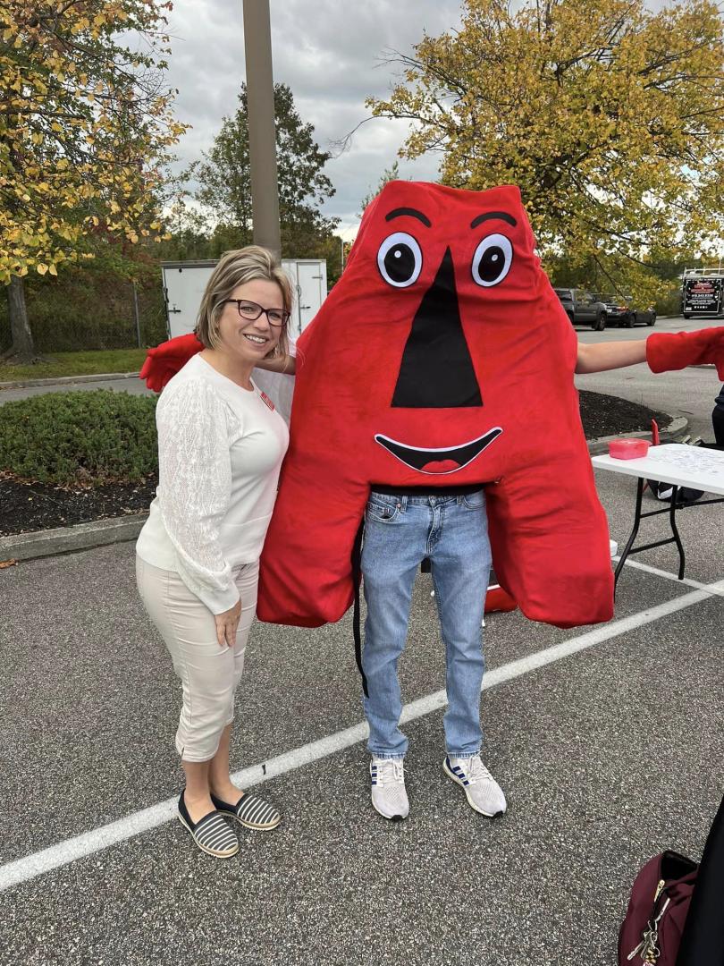 woman and person in Halloween costume