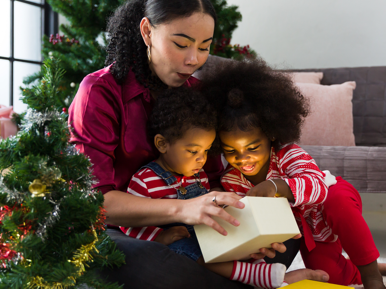 Mother with children during holiday