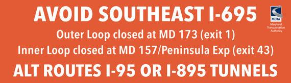 Avoid southeast I-695
