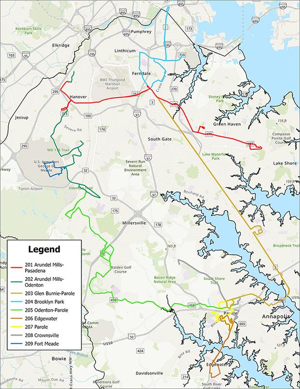 Transit Routes &amp; Service Hours | Anne Arundel County Government
