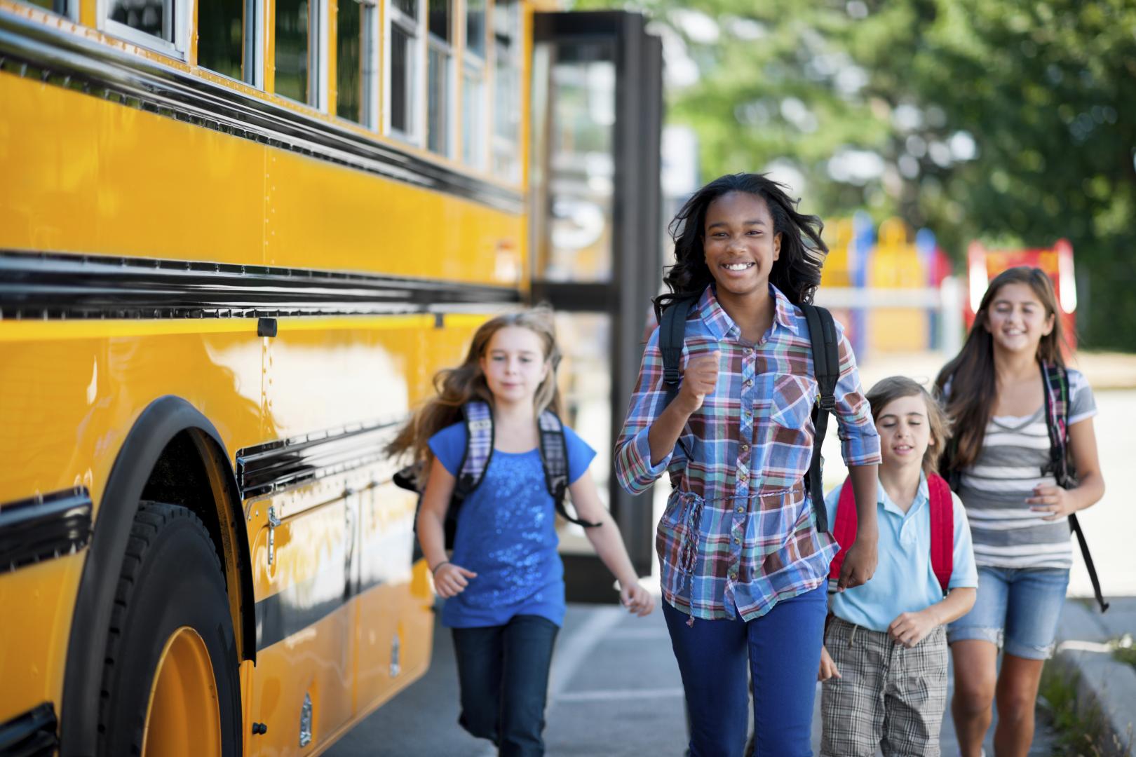 Kids Walking from School Bus