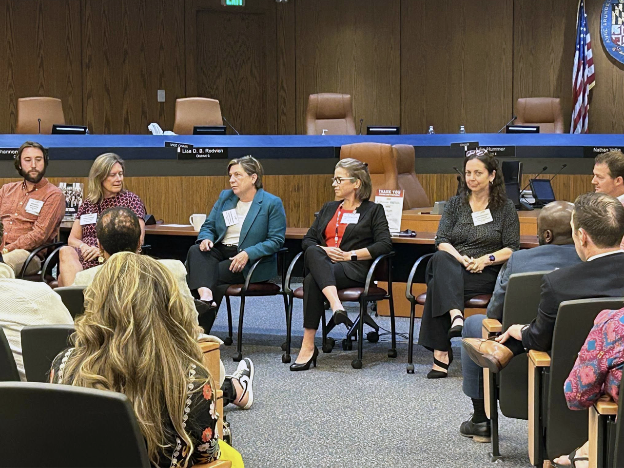 Group of people inside the County Council chambers