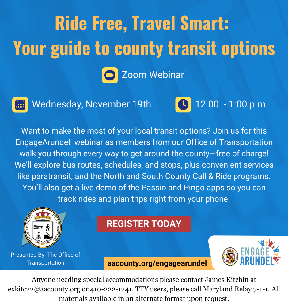 Webinar Series: Ride Free, Travel Smart: Your guide to county transit options