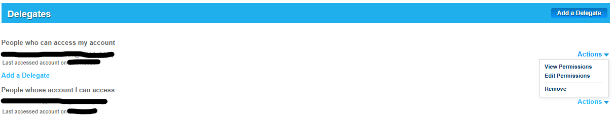 Image of managing delegates in LUN