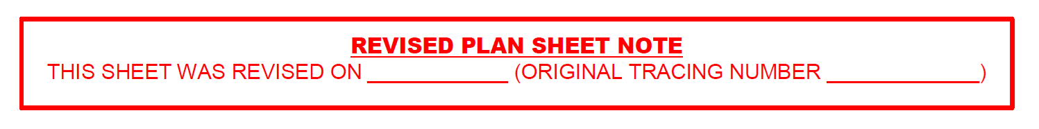 An example note to be added to a revised plan sheet.