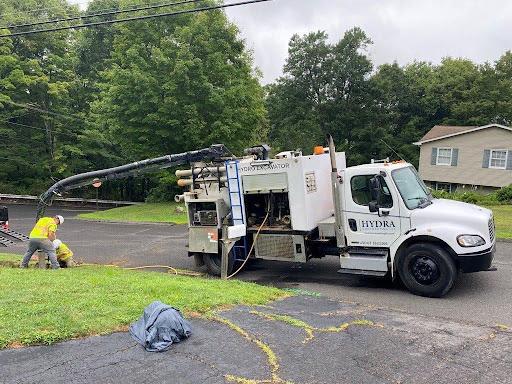 A vacuum excavation truck at a customer's site