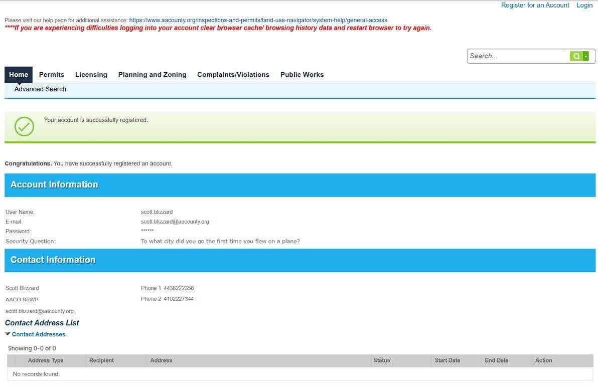 System Help: Account Creation
