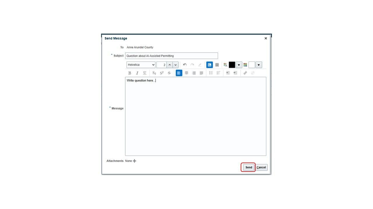 Send Message screen with red box highlighting the "Send" button