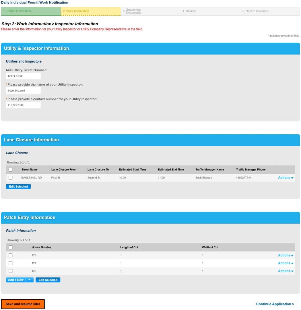 Daily Individual Permit Work Notification screen 2