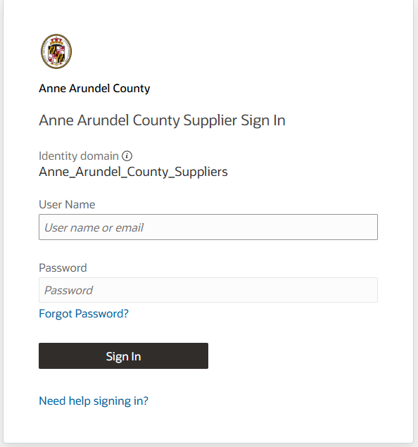 The "harbor login 1.png" image shows an Oracle Cloud sign-in page for aacounty with User Name and Password fields.