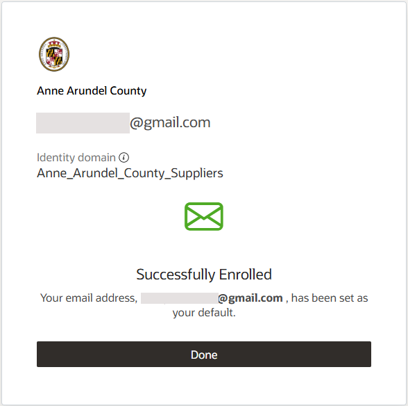 MFA Successful enrollment message