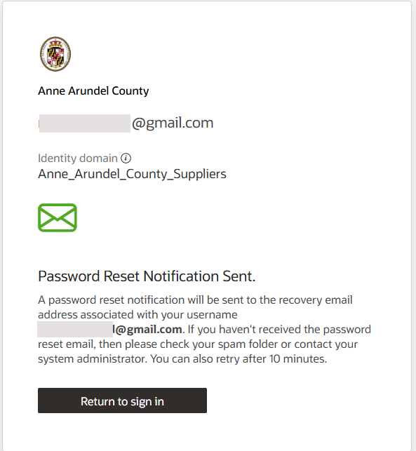 The "harbor login 3.png" image shows an Oracle Cloud confirmation page stating a password reset notification has been sent.