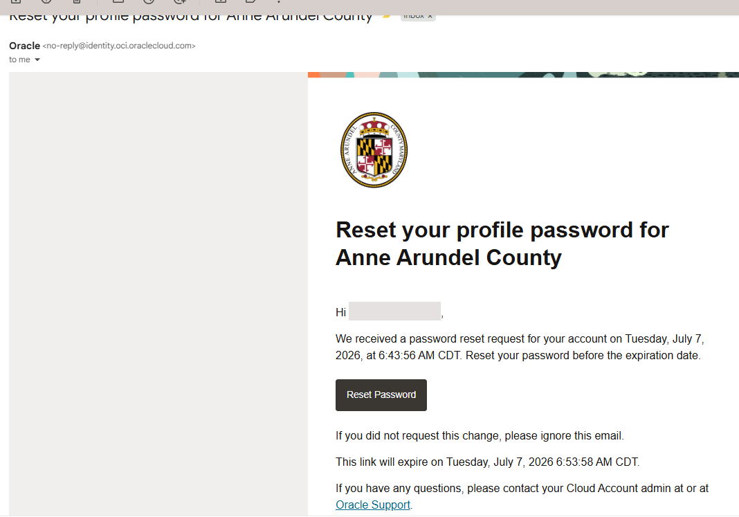 The "harbor login 4.png" image shows an automated email from Oracle with a "Reset Password" button link for an account.