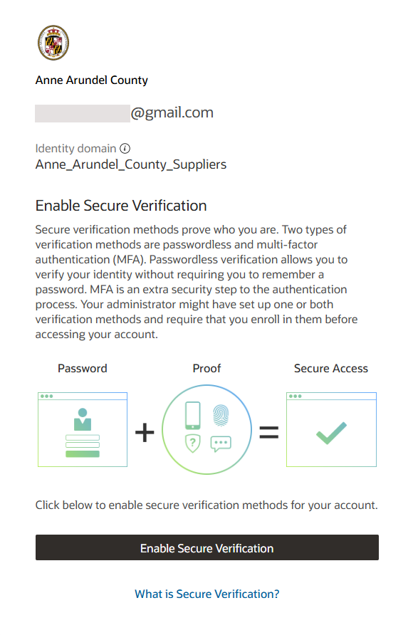 Harbor Enable Secure Validation informational screen