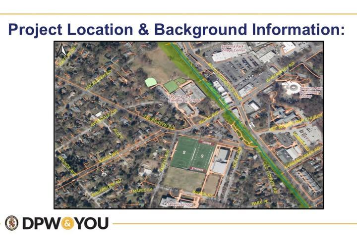 Map showing Traffic study to reduce crash risk and improve circulation for Evergreen Rd, Riggs Ave, Holly Ave, and MD 648