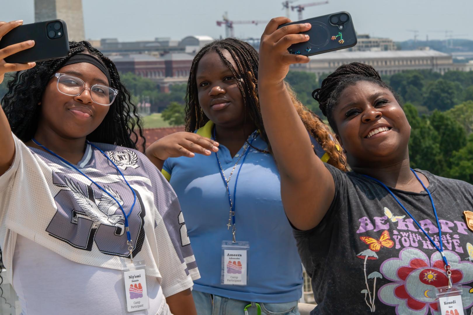 Camp participants taking photos