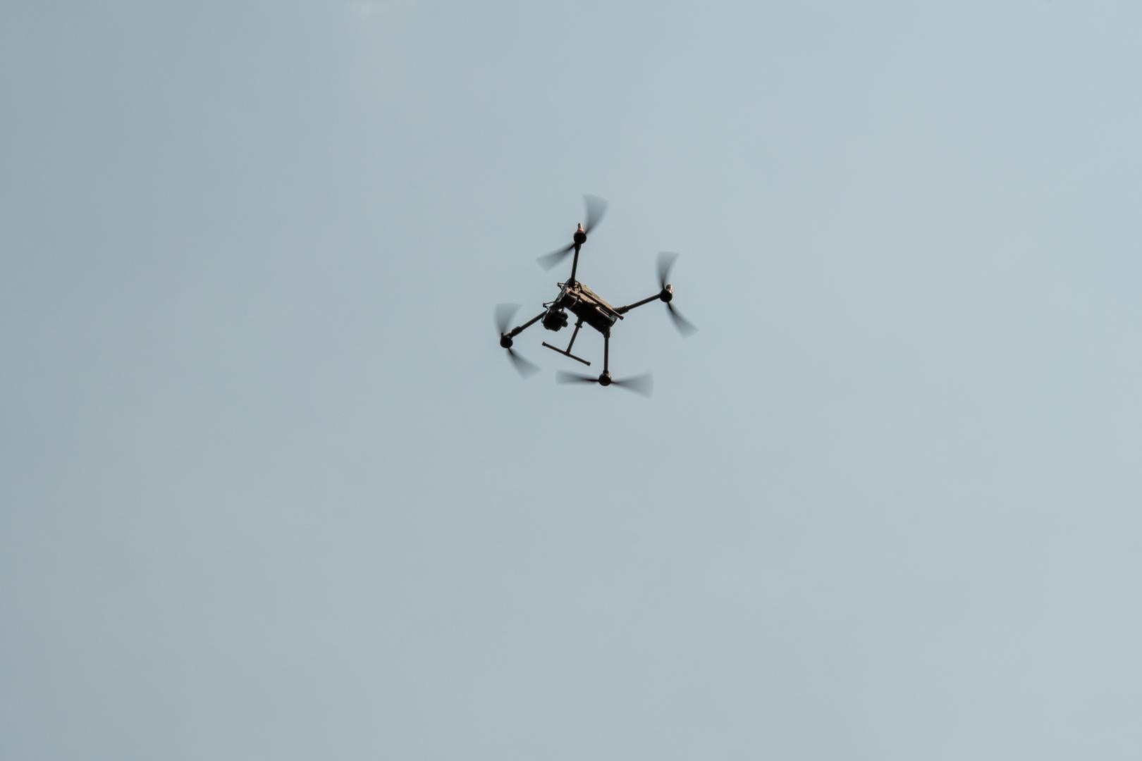 A drone flying above