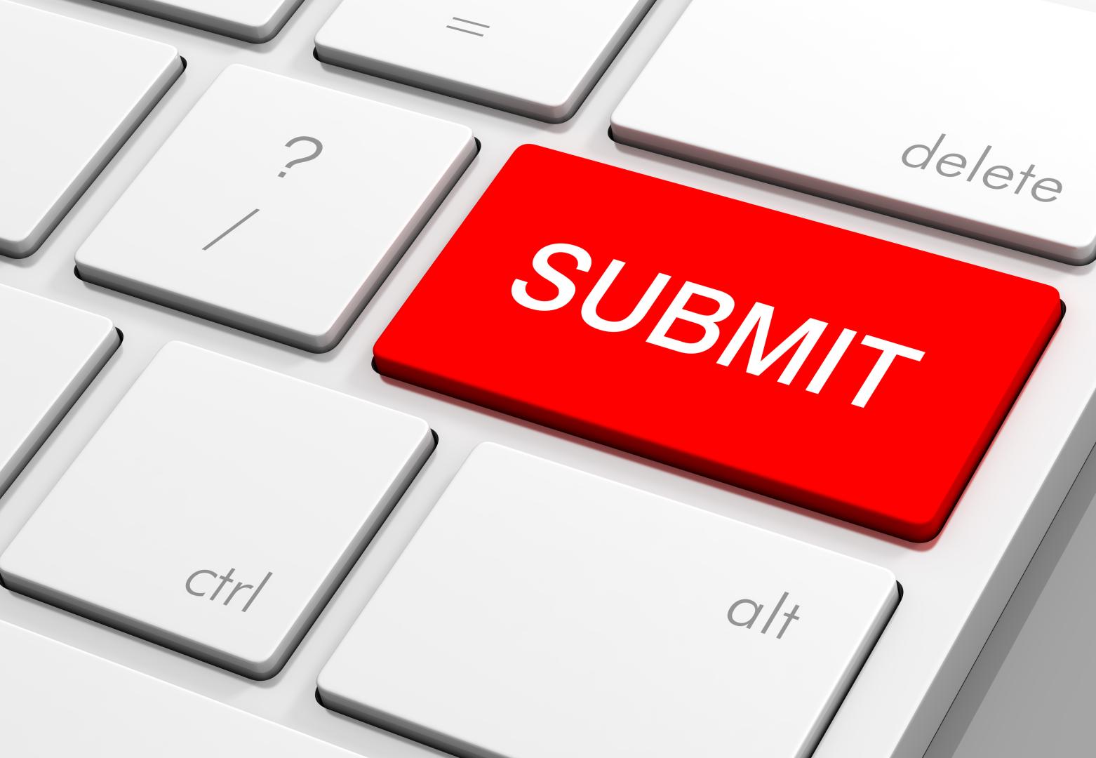 Red submit button on a keyboard